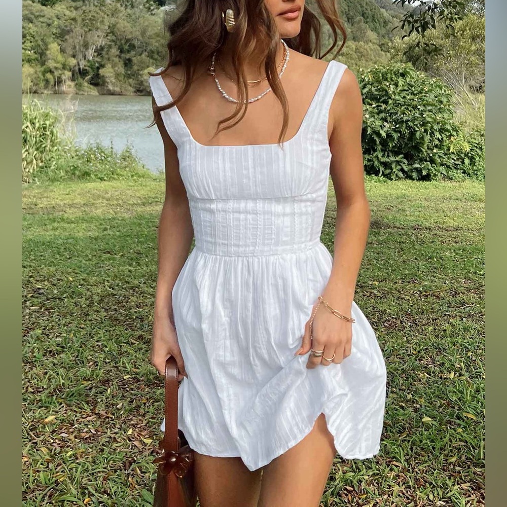 Princess Polly‎ White Cotton Mini Dress US 2 EUC